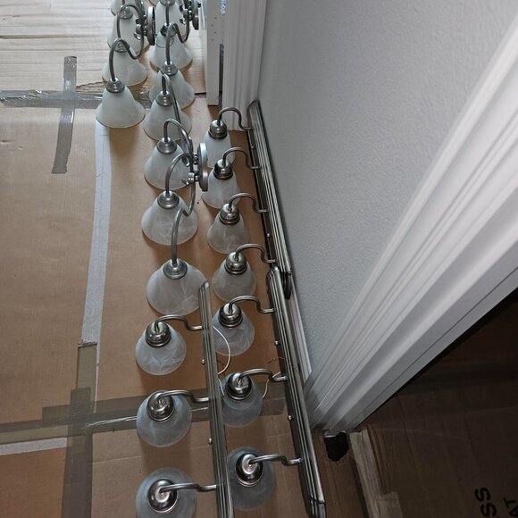 QUORUM SPENCER COLLECTION 2-LIGHT 17" W TRANSITIONAL SATIN NICKEL VANITY FIXTURE - Picture 6 of 6